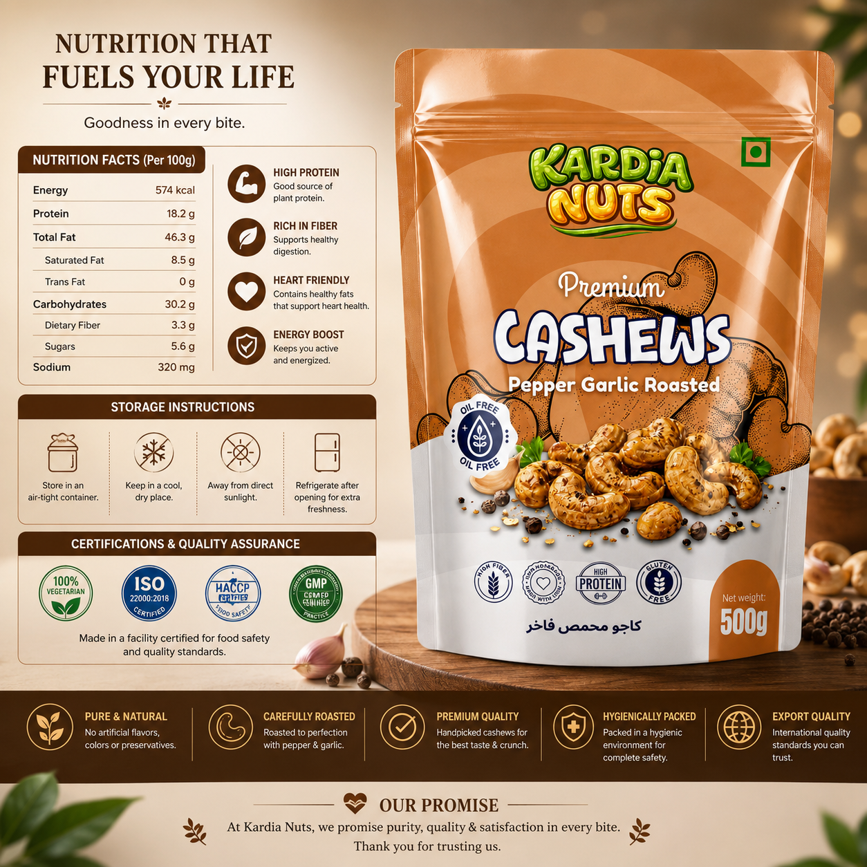 Pepper Garlic Roasted Cashews