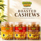 Kardia Nuts 3-in-1 Premium Flavoured Cashew Combo Pack (600g - 3 x 200g PET Bottles) | Chilli Roasted, Pepper Garlic & Roasted Salted Cashews