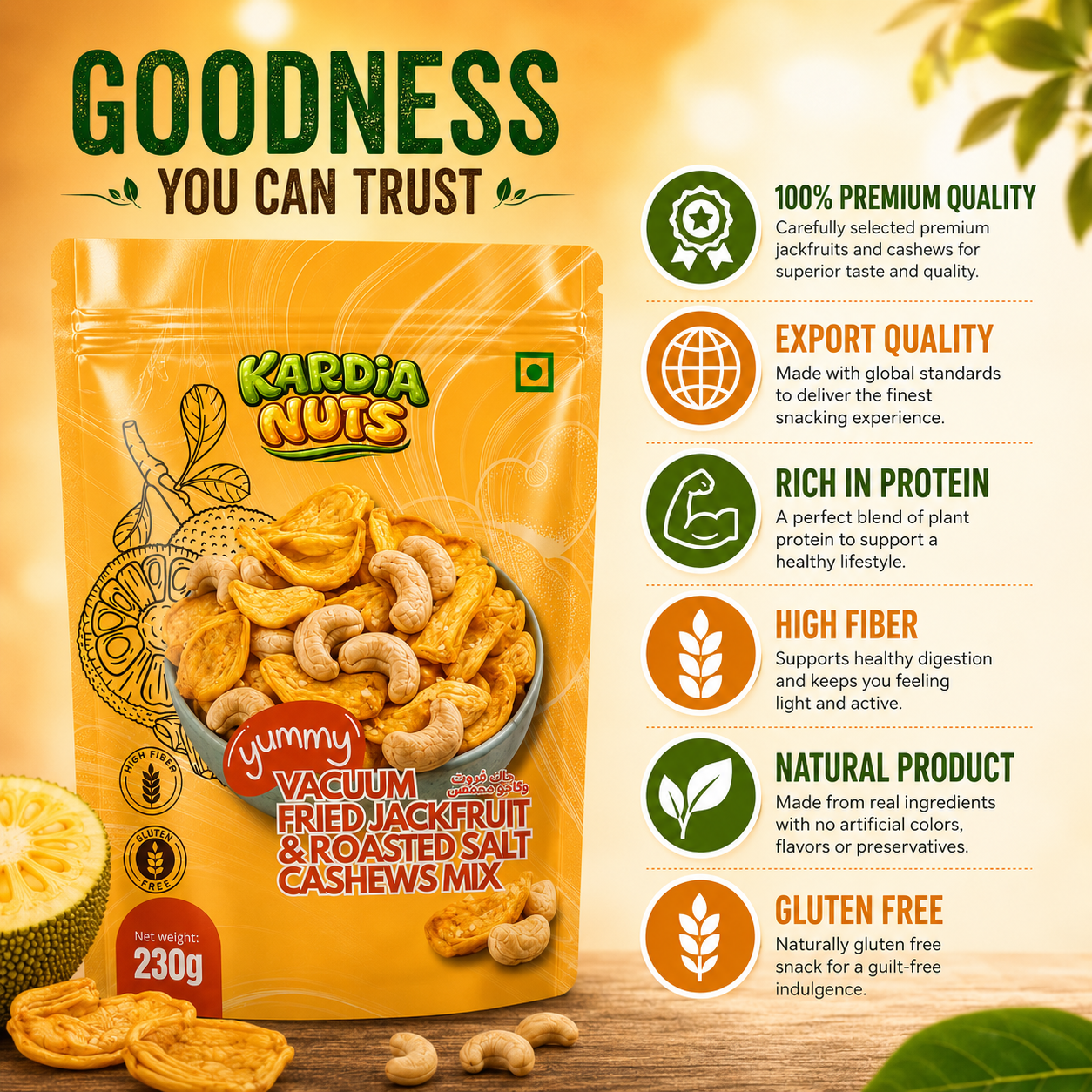 Kardia Vacuum Fried Jackfruit & Roasted Salt Cashews Mix