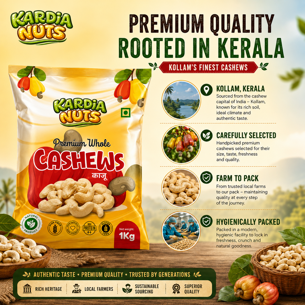 Kardia Classic Whole Cashews | Kaju (W320)